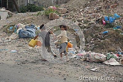The suffering of the children of Yemen Editorial Stock Photo
