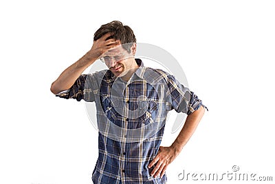 Suffering young man with headache Stock Photo
