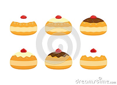 Sufganiyot doughnuts set for Hanukkah Stock Photo