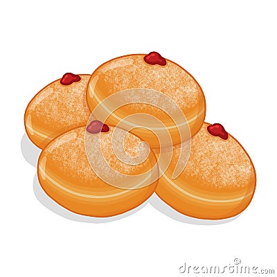 Hanukkah Sufganiyot illustration on white background Cartoon Illustration