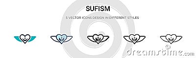 Sufism icon in filled, thin line, outline and stroke style. Vector illustration of two colored and black sufism vector icons Vector Illustration