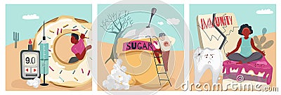 Sugar Addiction Square Composition Vector Illustration