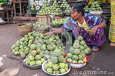 Sugar apple for sale at market, near Bagan, Myanmar Burma Editorial Stock Photo