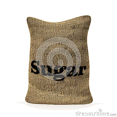 Sugar in burlap sack 3d rendering Stock Photo