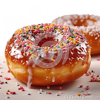 Sugar coated temptation A mouth watering glazed donut, a sweet treat Stock Photo