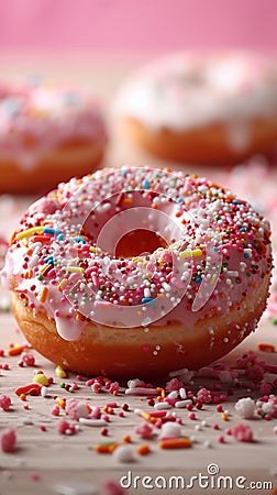 Sugar coated temptation A mouth watering glazed donut, a sweet treat Stock Photo