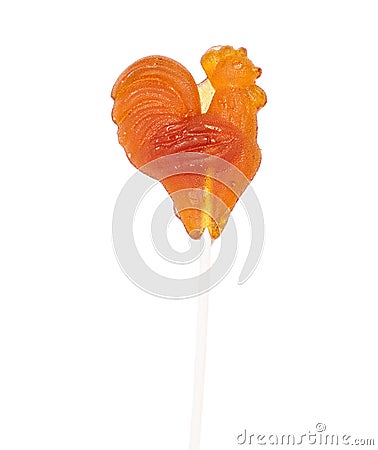 Sugar cockerel on stick Stock Photo