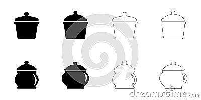 sugar container icons set simple clean and smooth Solid and Outline Styles vector icons in black Vector Illustration