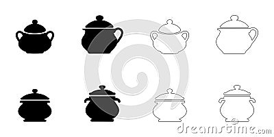 sugar container icons set simple clean and smooth Solid and Outline Styles vector icons in black Vector Illustration