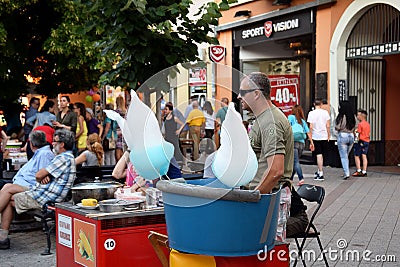 Sugar cotton candy seller Editorial Stock Photo