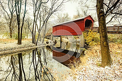 Sugar Creek Coverd Bridge Stock Photo