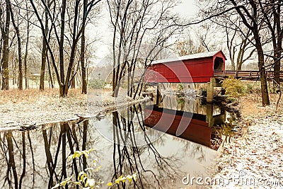 Sugar Creek Covered Bridge Stock Photo