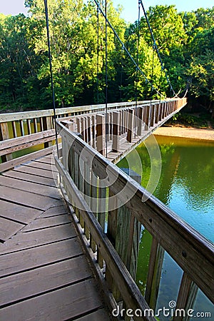 Sugar Creek Suspension Bridge Indiana Stock Photo