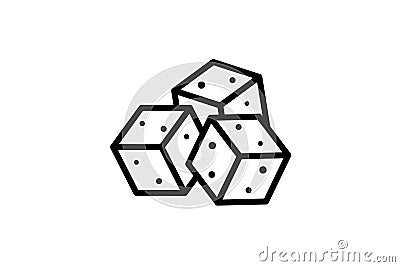 Sugar crystal outline cubes icon isolated on white background. Vector calories or diabetes symbol eps illustration Vector Illustration