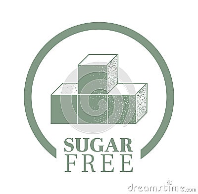 Sugar free food packaging stamp or sticker. Product label Vector Illustration