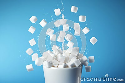 Sugar heap sweet crystal sweetener dessert ingredient refined bucket white Stock Photo