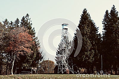 Fire Tower in Park, upstate New York Stock Photo