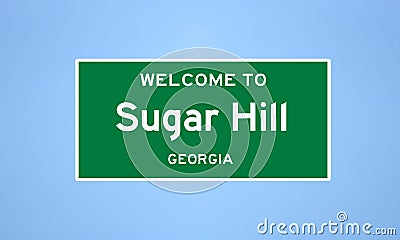 Sugar Hill, Georgia city limit sign. Town sign from the USA. Stock Photo