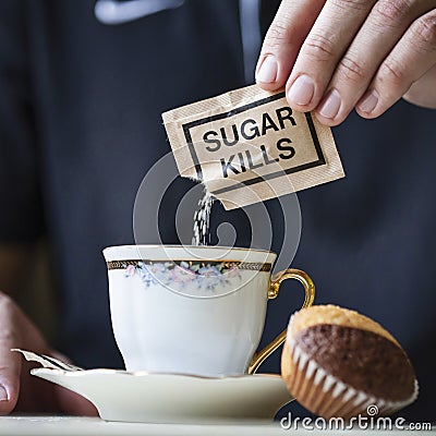 Sugar kills paper pack Stock Photo