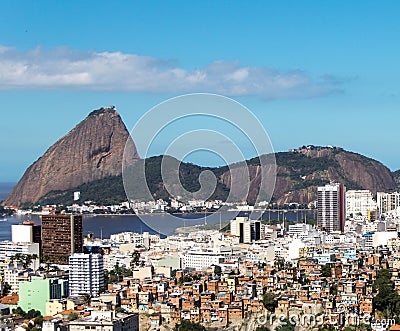 Sugar Loaf and social inequality. Rio de Janeiro Stock Photo