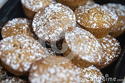 Sugar Powdered Mini Muffins Stock Photo