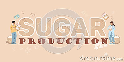 Sugar Production Text Composition Vector Illustration
