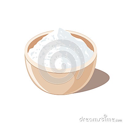 Sugar or Salt in Bowl Vector Illustration