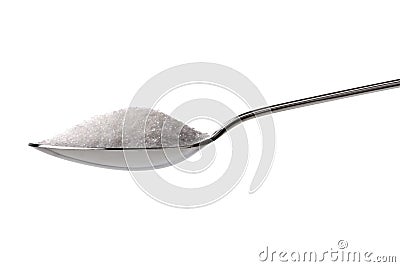 Sugar or salt on a teaspoon Stock Photo