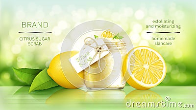 Sugar scrub with lemon Vector Illustration