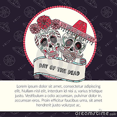 Sugar skull calavera Catrina vector illustration for Day of the Dead Vector Illustration