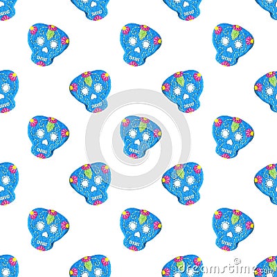 Sugar skull. Seamless pattern with Day of the Dead Stock Photo