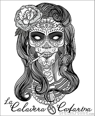 Sugar skull woman Vector Illustration