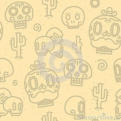 Sugar skulls seamless vector pattern Vector Illustration