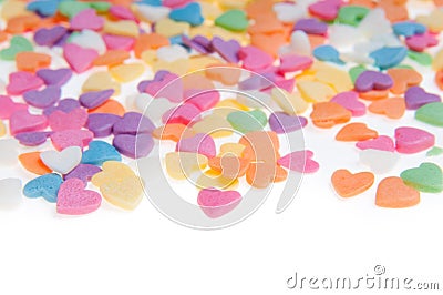 Sugar sprinkle dots hearts, decoration for cake and bakery, as a background Stock Photo
