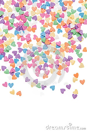 Sugar sprinkle dots hearts, decoration for cake and bakery, as a background Stock Photo