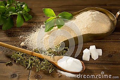 Sugar or stevia sweetener Stock Photo