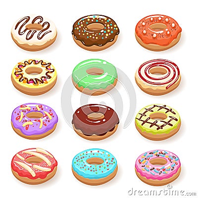 Sugar sweet donuts Vector Illustration
