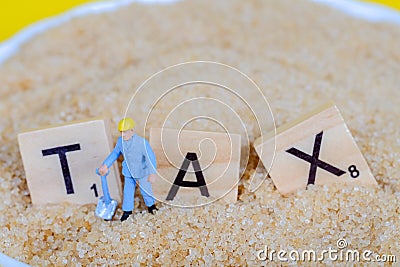 Sugar Tax is a tax or surcharge designed to reduce consumption of drinks with sugar Stock Photo