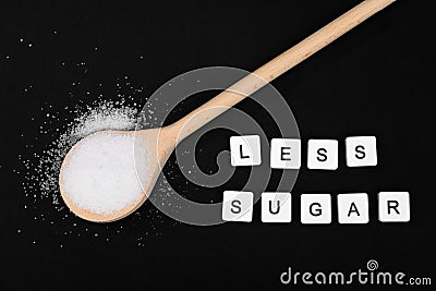 Less sugar text written with scrabble tiles Stock Photo