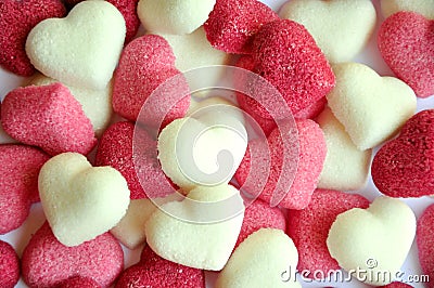 Sugar under heart forms Stock Photo