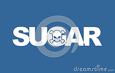 Sugar white death. White letters and skull. Food lettring Vector Illustration