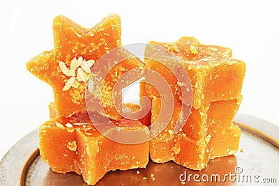 Sugarcane Hard Molasses or Jaggery Stock Photo