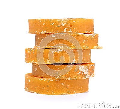 Sugarcane Hard Molasses or Jaggery Stock Photo