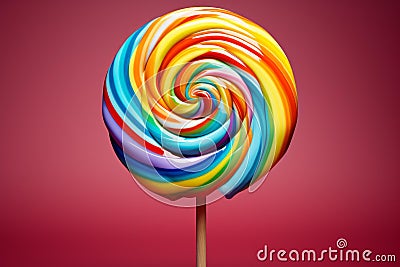 Sugary Rainbow lollipop sugar. Generate Ai Stock Photo