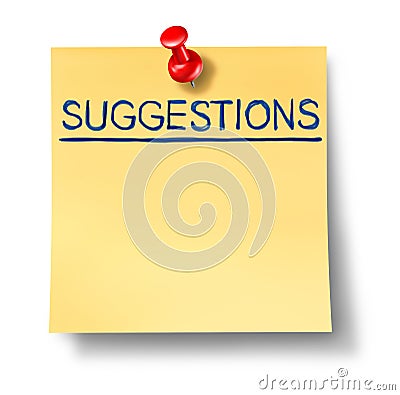 Suggestions list on yellow office note Stock Photo