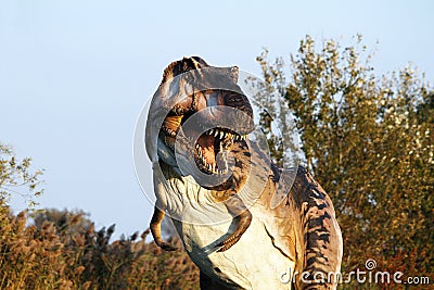 Suggestive reconstruction of Tyrannosaurus rex - Ostellato, Ferrara, Italy Editorial Stock Photo