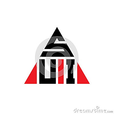 SUI triangle letter logo design with triangle shape. SUI triangle logo design monogram. SUI triangle vector logo template with red Vector Illustration
