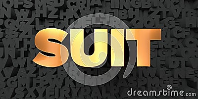 Suit - Gold text on black background - 3D rendered royalty free stock picture Stock Photo