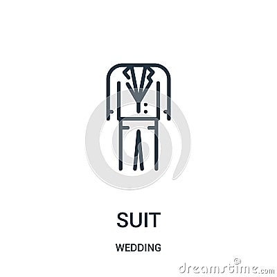 suit icon vector from wedding collection. Thin line suit outline icon vector illustration. Linear symbol for use on web and mobile Vector Illustration