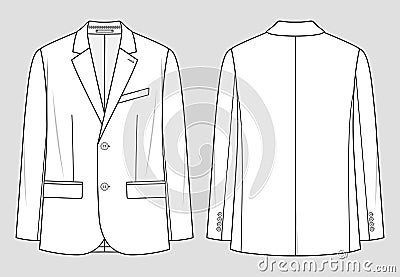 Suit jacket. Vector technical sketch. Mockup template Vector Illustration